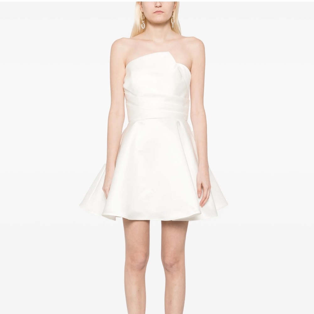 Amsale Asymmetrical Draped Bodice Mini Dress